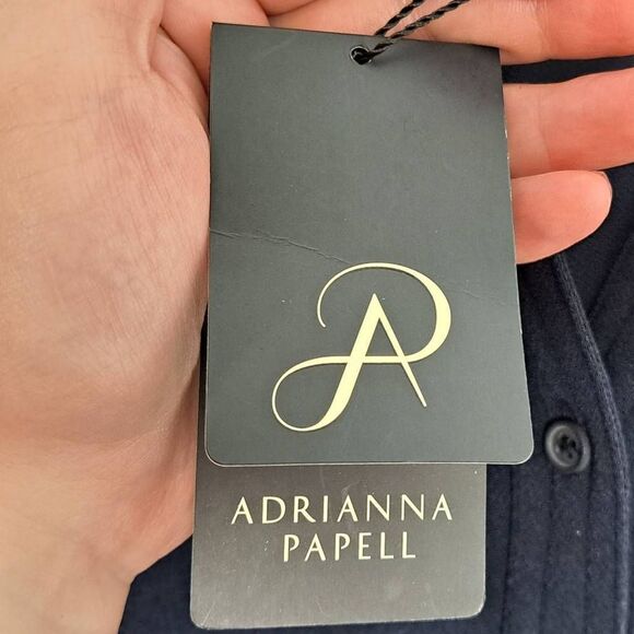 Adrianna Papell Solid V Neck Halter Top in Blue Moon size Large NWT - Picture 7 of 8